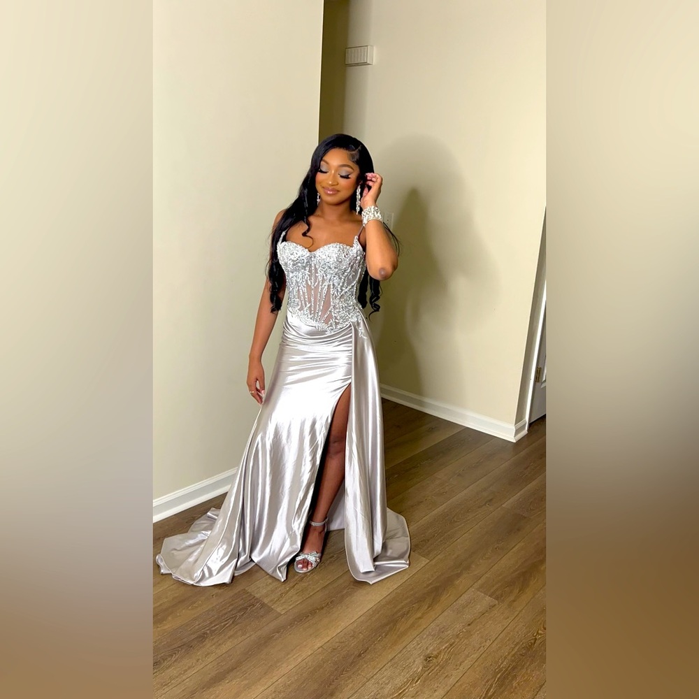 Landiva By Cinderella Gowns. Silver. Size 2.